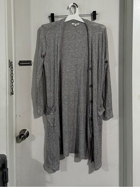 Maurices Gray Long Ribbed Knit Cardigan